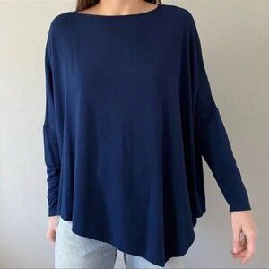 Helmut Lang Long Sleeve Top Asymmetrical Sweatshirt navy blue women s size S